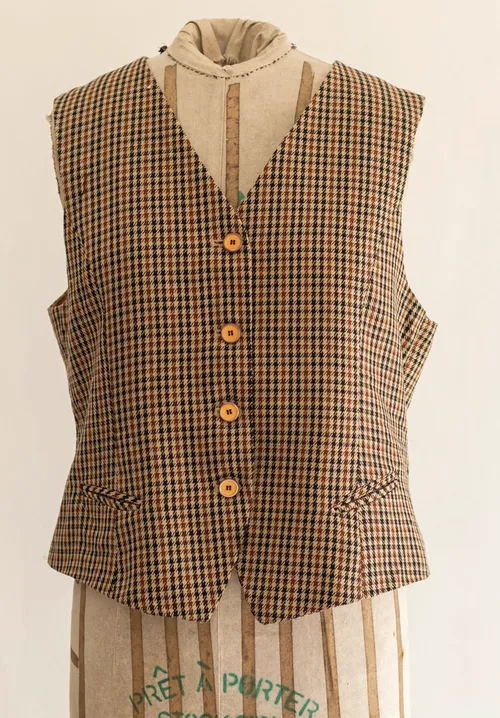 Light Brown Chequered Vest