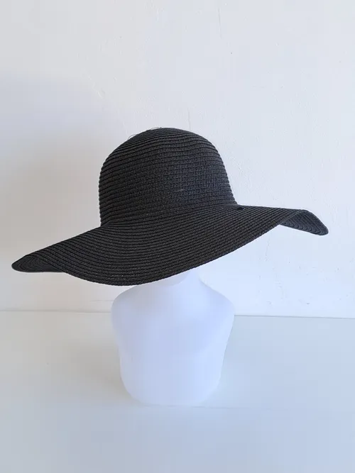 Black Straw Wide Brim Hat