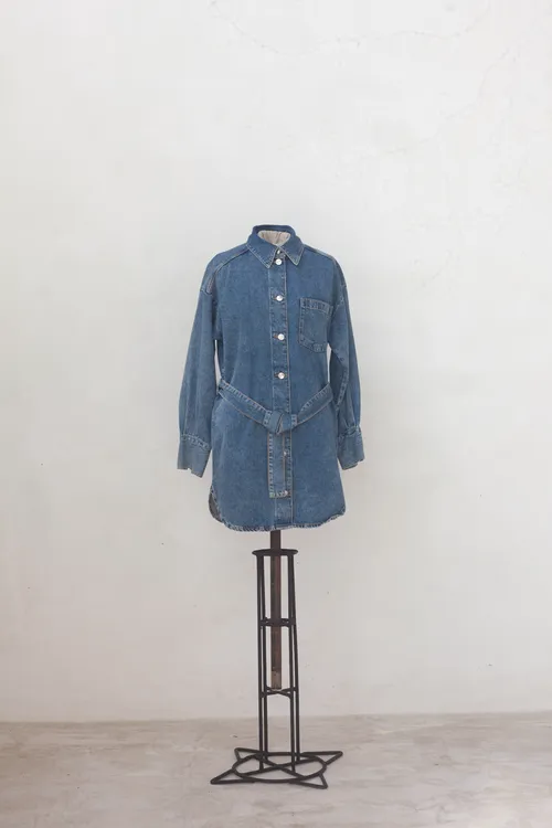 Denim Shirt Dress with Belt