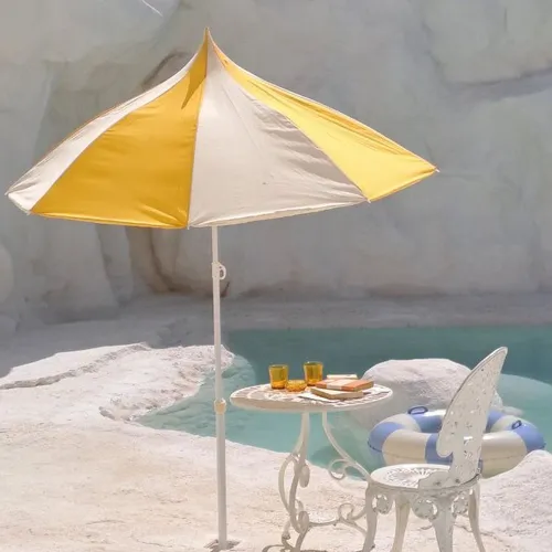 Yellow White Striped Umbrella