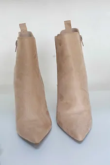Beige Leather Ankle Boots