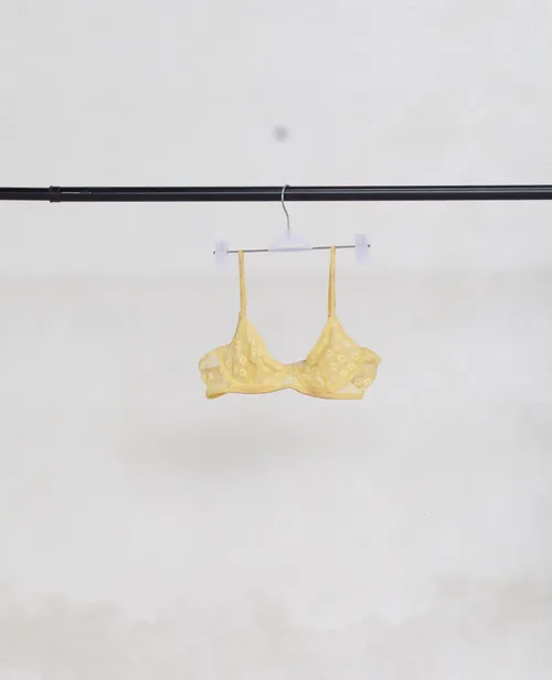 Yellow Lace Floral Bra