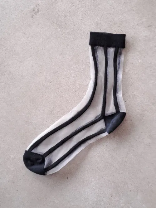 Black White Sheer Line Socks