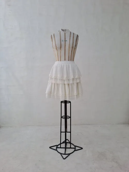 Innika Choo Ivory Short Skirt with Embroidered