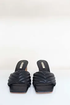 Black Stitched Leather Heels