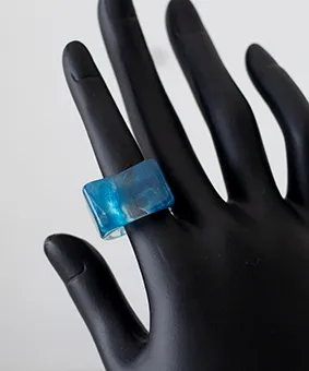 Blue and Clear Sculptural Ring