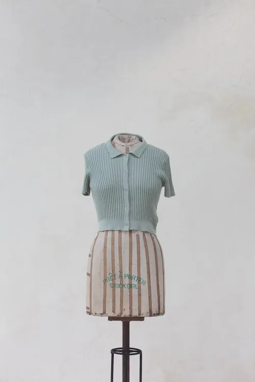 Sage Green Ribbed Cropped Cardigan