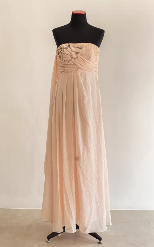 Pale Pink Strapless Ballgown with Beading