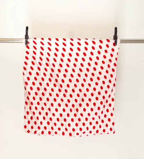 White Scarf with Red Polka Dots