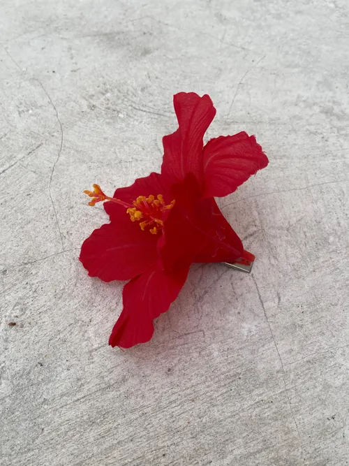 Red Hibiscus Hair Pin