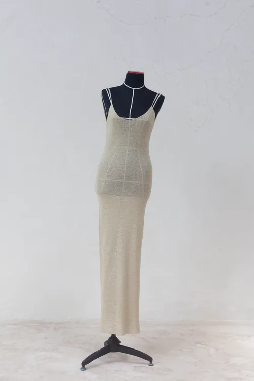 Gold Long Knitted Dress