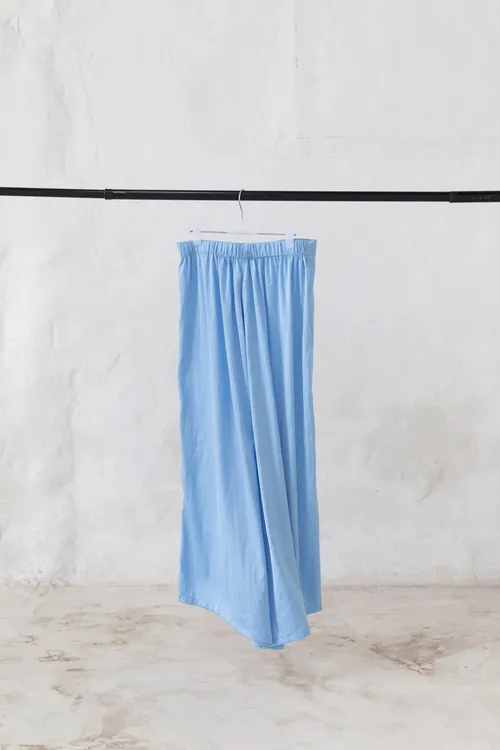 Light Blue Satin Palazzo Trousers