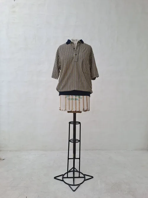 Men's Polo Shirt with Yellow and Black Striped