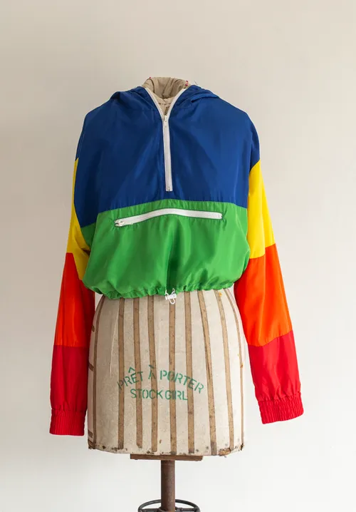 Multi Coloured Cropped Wind Breaker Jacket