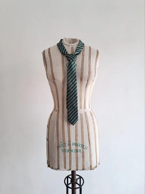 Green White Stripes Tie