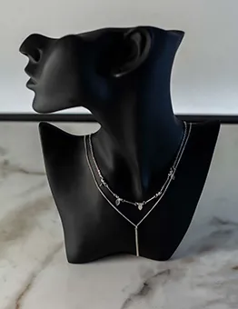 Double Chain Necklace with Small Charms and Pendant