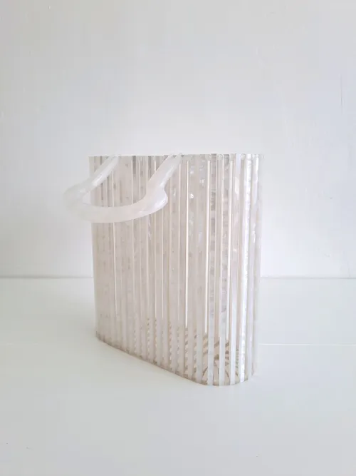 Pearl White Stripe Bag