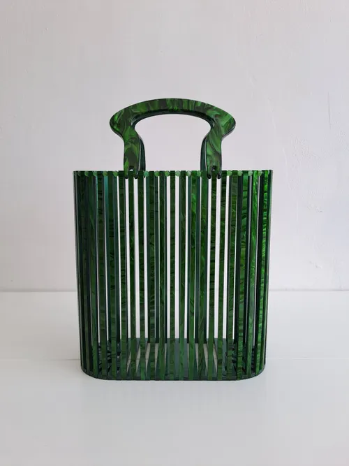 Green Stripe Hand Bag