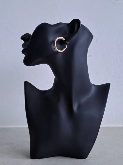 Gold Piped Hoop Earrings