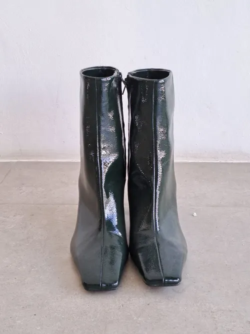 Green Leather Ankle Boots