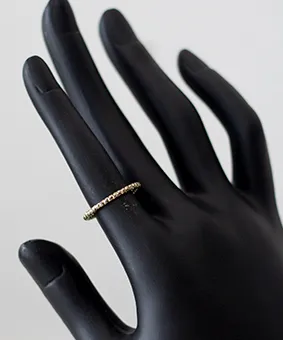 Gold Beaded Band Ring