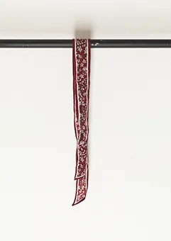 Burgundy and White Tie / Scarf with Floral Prints