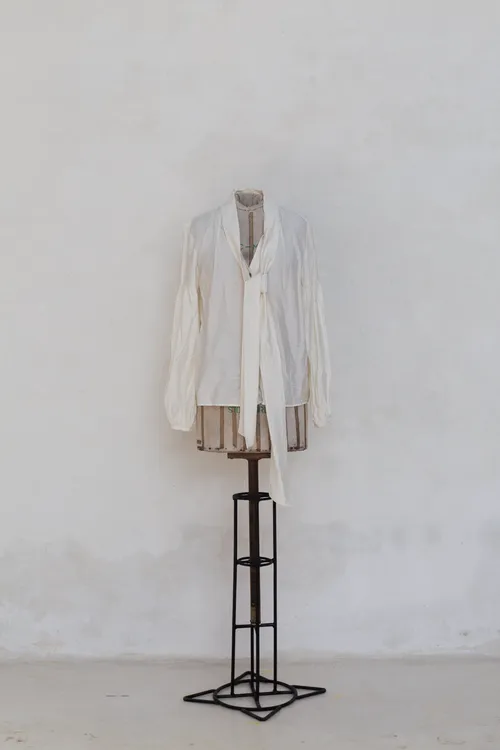 Cream Blouse with Front Tie