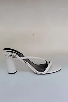 White Slingback Sandals with Rounded Heel