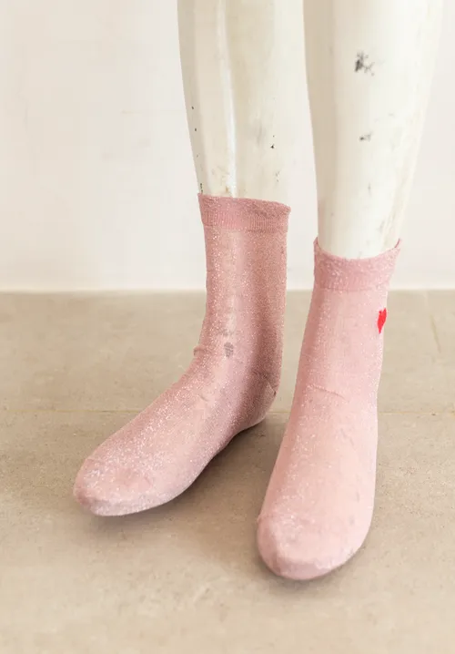 Pale Pink Socks with Hearts