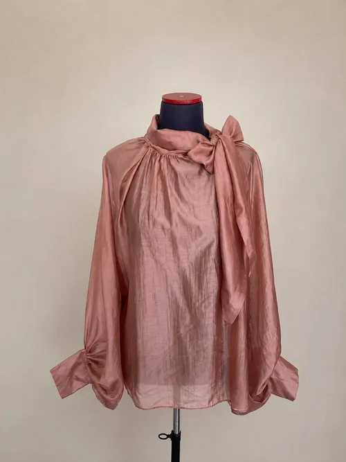 Dusty Rose Blouse with Scarf Tie