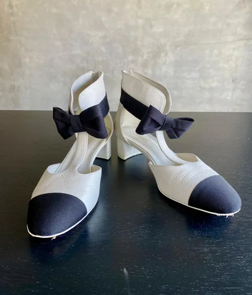 Chanel Cap Toe Bow Heels