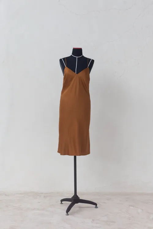 Burnt Orange Midi Slip Dress