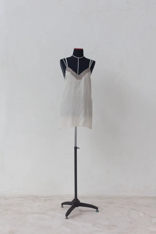 Cream Lace and Silk Slip Dress