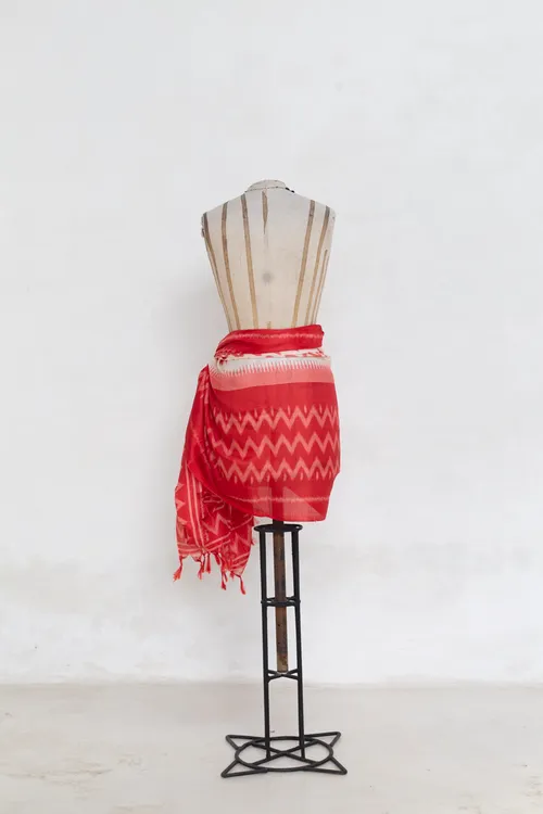 Red and White Sarong/Scarf with Patterns