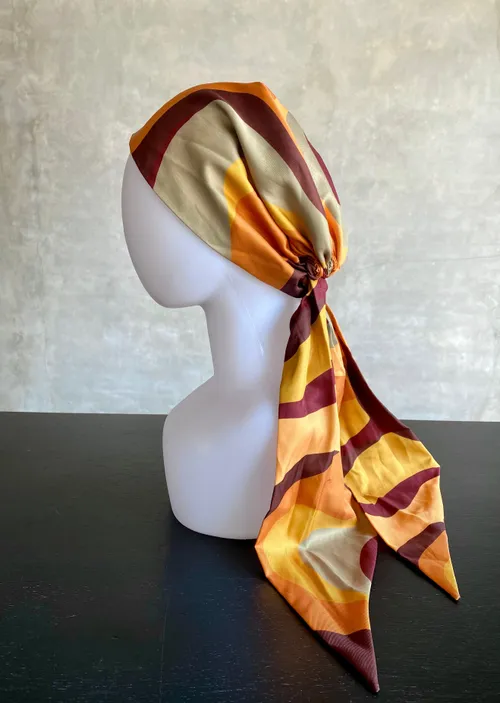 Orange and Yellow Silk Head Scarf