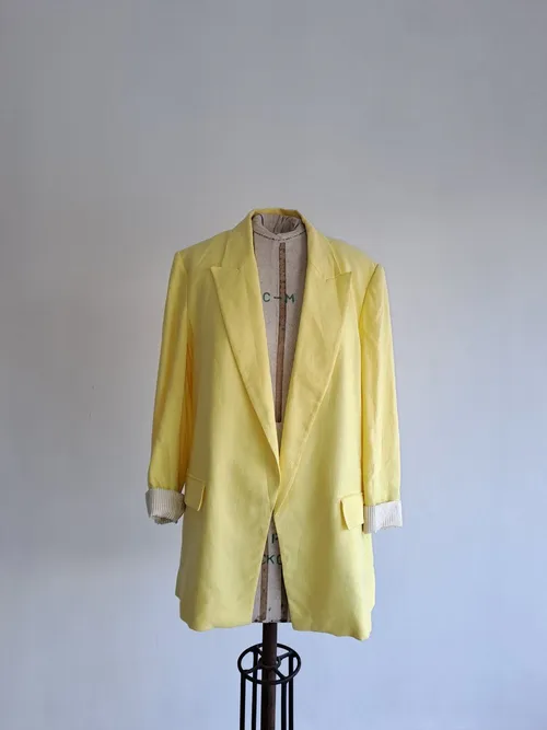 Lemon Yellow Linen Blazer