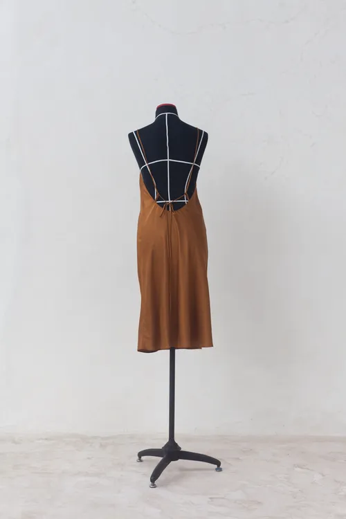 Burnt Orange Midi Slip Dress