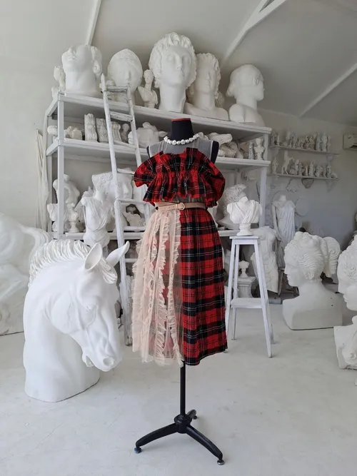 Red Tartan Ruffle Dress