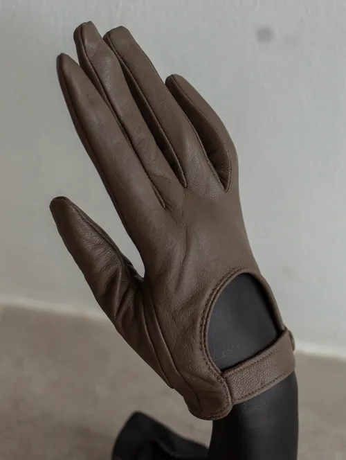Brown Leather Hand Gloves