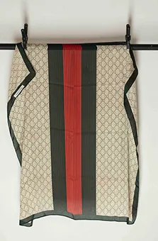 Black, Red and Beige Scarf with Pattern