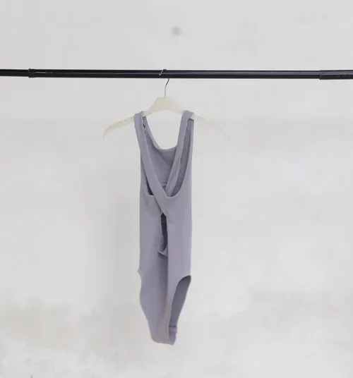 Grey Cross-Back Body Suit