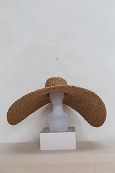 Braided Straw Hat with Oversized Brim