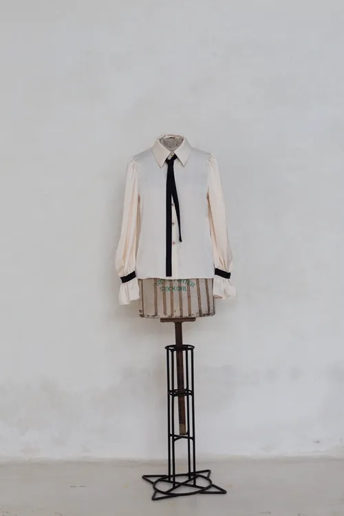 Chanel Vintage Silk Shirt with Neck Tie