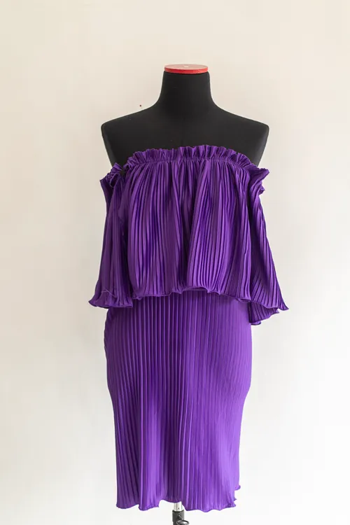 Purple Pleated Dress