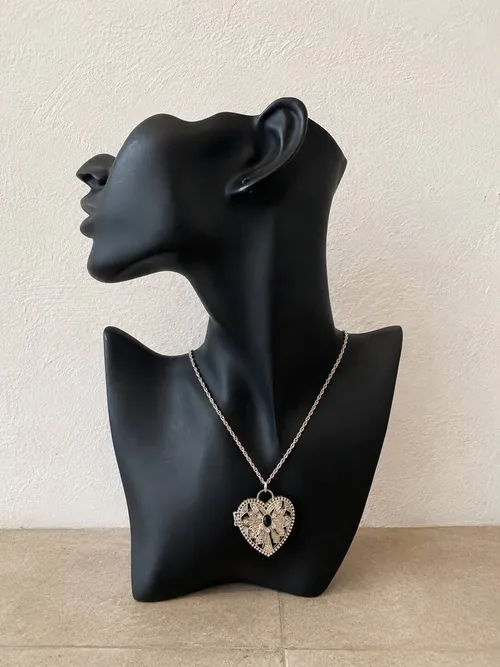 Antique Silver Heart Locket Necklace