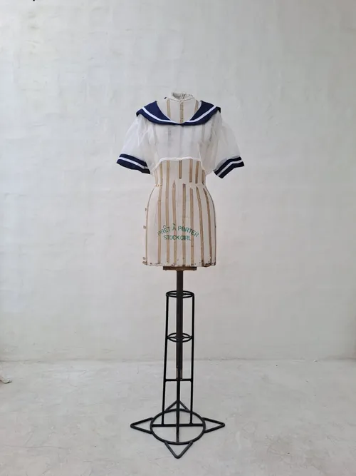 Sailor Navy and White Sheer Top
