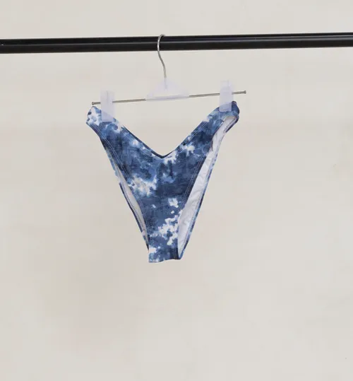 Tie-Dyed Blue and White Bikini Bottoms