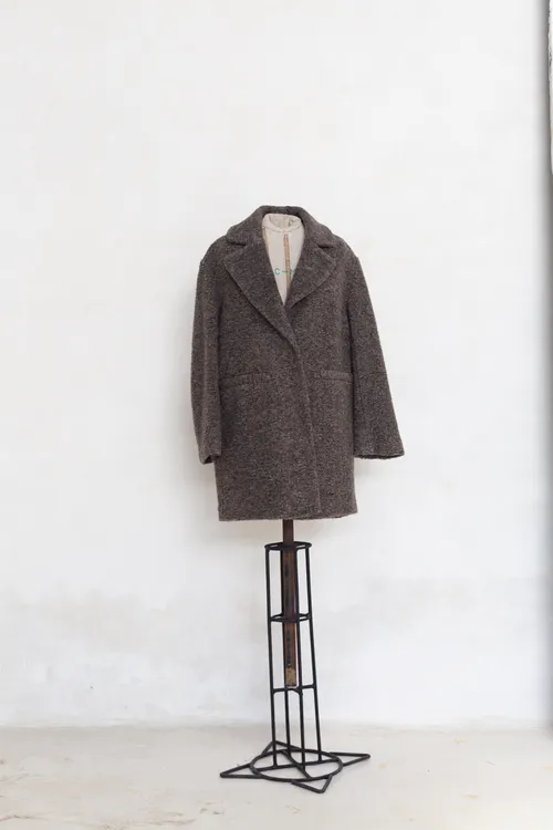 Brown wool oversized winter coat
