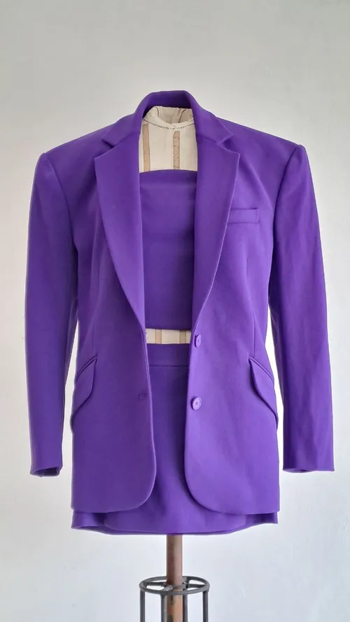 Purple Blazer Top Skirt (set)