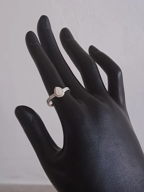 Silver Ring with Tear Drop Gem
